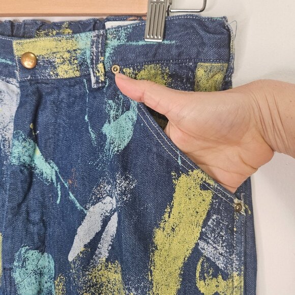 OrSlow Japan Paint-Splattered Blue Jeans Women's Sz M Cropped Wide Leg Japan - Picture 7 of 16